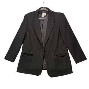 Sag Harbor Womens Black Wool Blend Blazer Jacket Sz16 Quiet Luxury‎ Vintage Chic